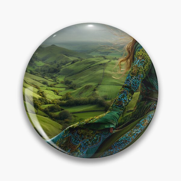 Item preview, Enchanting Woman in Green Dress on Rolling Hills designed and sold by Artessie.