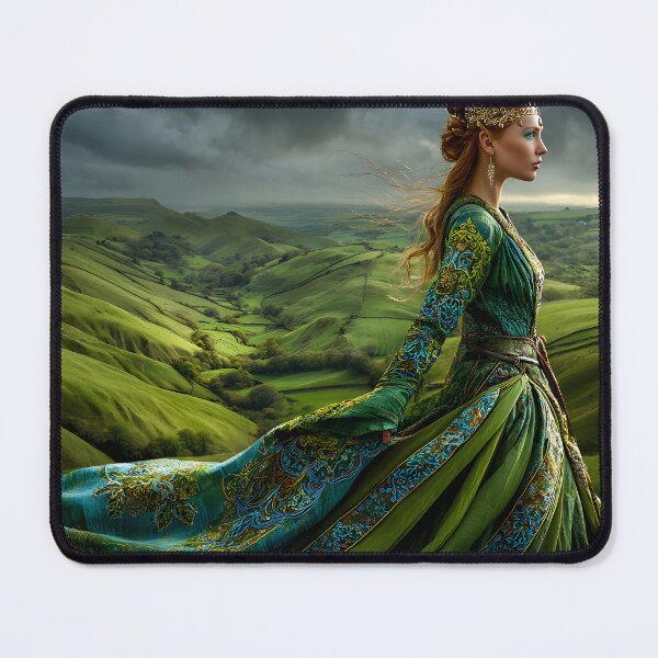 Item preview, Enchanting Woman in Green Dress on Rolling Hills designed and sold by Artessie.