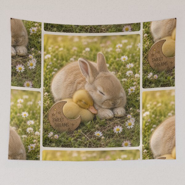 Item preview, Cute Bunny Duckling Sweet Dreams Sleeping Animals designed and sold by BagFactoryUK.