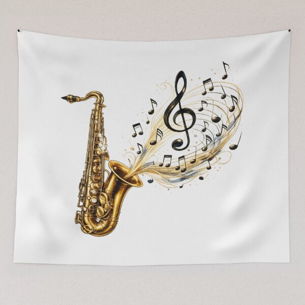 Item preview, Saxophone Music Notes Treble Clef Jazz Instrument Graphic Design designed and sold by Fabrifrank.