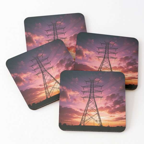 Item preview, Pylon Silhouette Dramatic Purple Sunset designed and sold by pinkal.