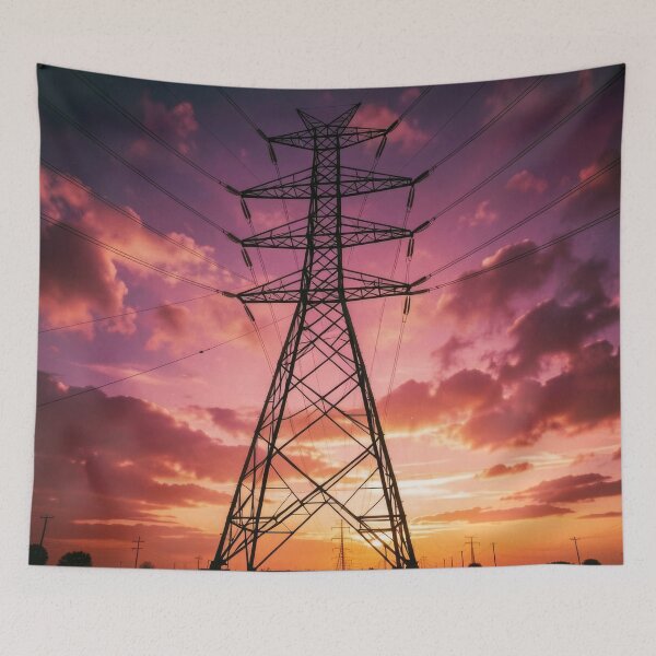Item preview, Pylon Silhouette Dramatic Purple Sunset designed and sold by pinkal.
