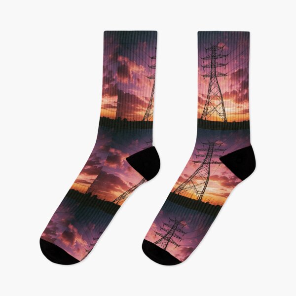Item preview, Pylon Silhouette Dramatic Purple Sunset designed and sold by pinkal.