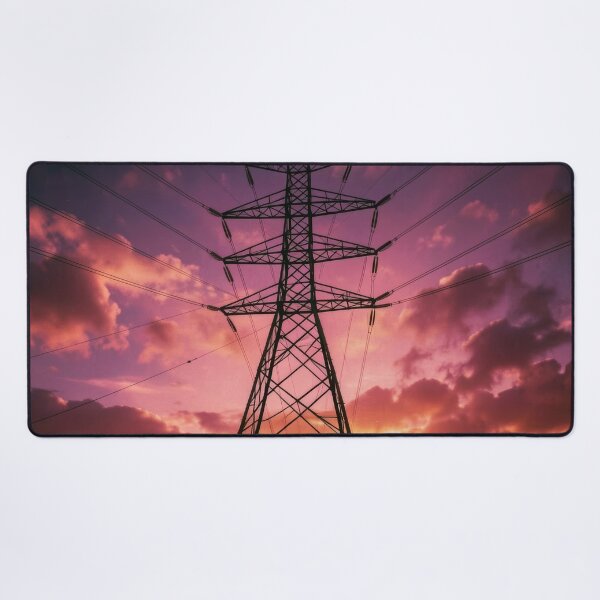 Item preview, Pylon Silhouette Dramatic Purple Sunset designed and sold by pinkal.