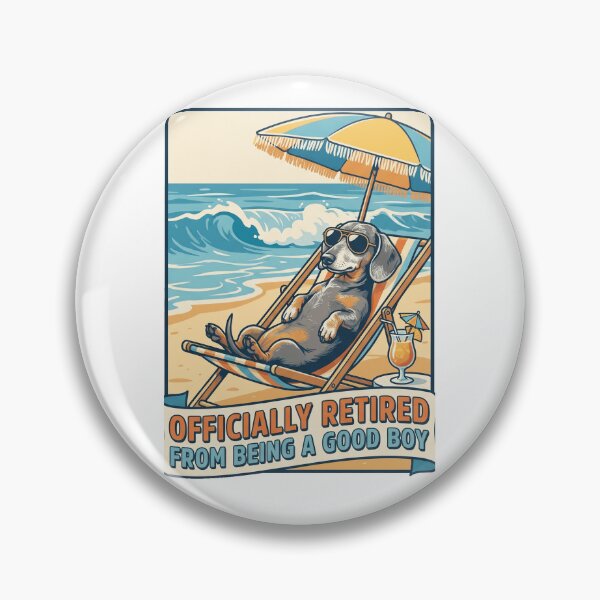 Item preview, Retired Dachshund Beach Life Funny Vintage Poster Design designed and sold by jgoteiner.