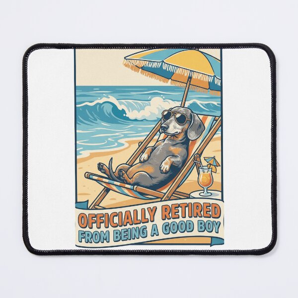 Item preview, Retired Dachshund Beach Life Funny Vintage Poster Design designed and sold by jgoteiner.