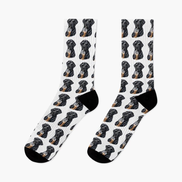 Item preview, Black Labrador Retriever Drinking Iced Coffee - Funny Dog designed and sold by Moizento.