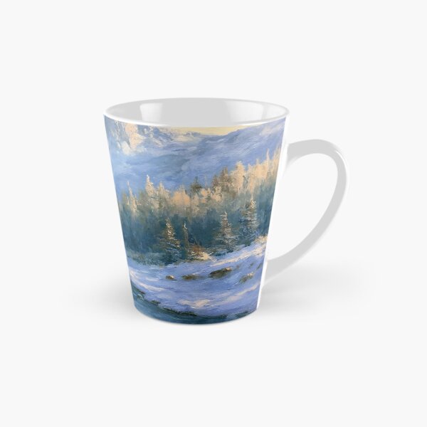Item preview, Snowy Mountain Valley | Impressionist Winter Landscape Art Print designed and sold by Amber Sky Creations.