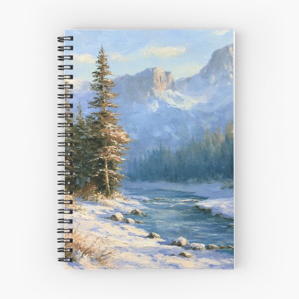 Item preview, Snowy Mountain Valley | Impressionist Winter Landscape Art Print designed and sold by Amber Sky Creations.