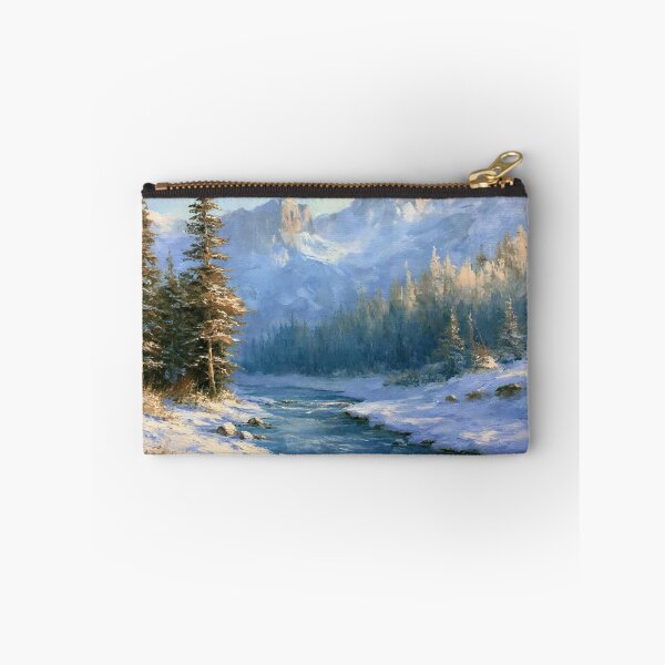 Item preview, Snowy Mountain Valley | Impressionist Winter Landscape Art Print designed and sold by Amber Sky Creations.
