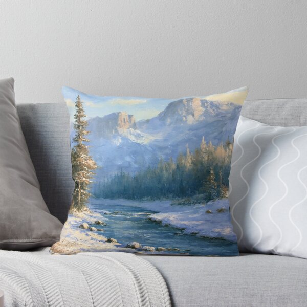 Item preview, Snowy Mountain Valley | Impressionist Winter Landscape Art Print designed and sold by Amber Sky Creations.