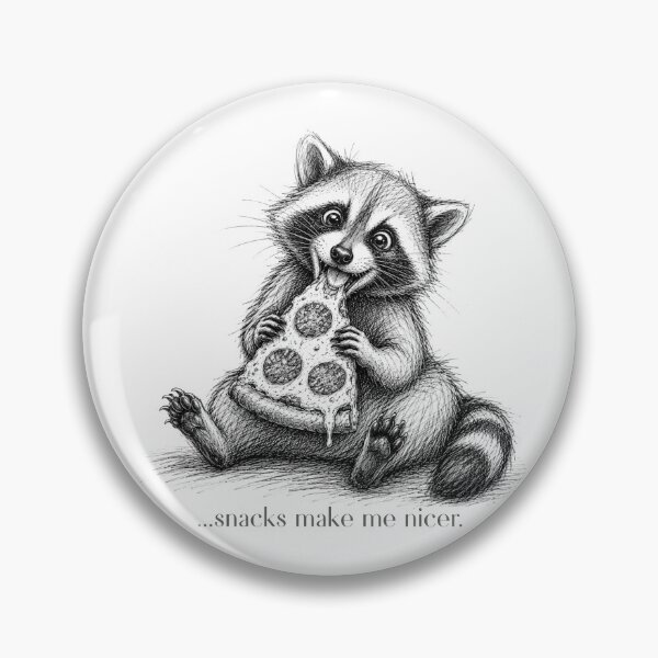 Item preview, Snacks Make Me Nicer Raccoon Eating Pizza Funny Sketch designed and sold by GibasVisuals.