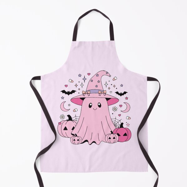 Item preview, Cute Pink Ghost Witch Kawaii Halloween Illustration designed and sold by SoftStyleStudio ⭐⭐⭐.