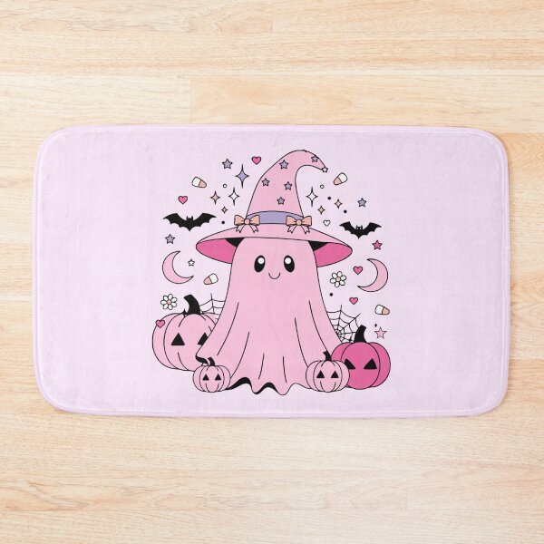 Item preview, Cute Pink Ghost Witch Kawaii Halloween Illustration designed and sold by SoftStyleStudio ⭐⭐⭐.