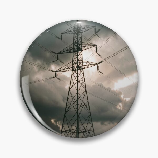 Item preview, Pylon Silhouette Stormy Sky Sunburst designed and sold by pinkal.