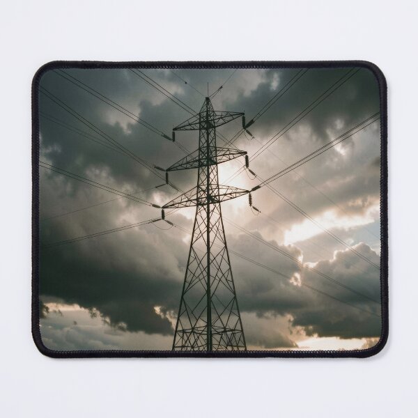 Item preview, Pylon Silhouette Stormy Sky Sunburst designed and sold by pinkal.