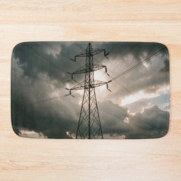 Item preview, Pylon Silhouette Stormy Sky Sunburst designed and sold by pinkal.