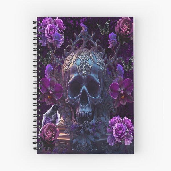 Item preview, Purple Gothic Skull and Raven Floral Collage designed and sold by Side By Side Studio.