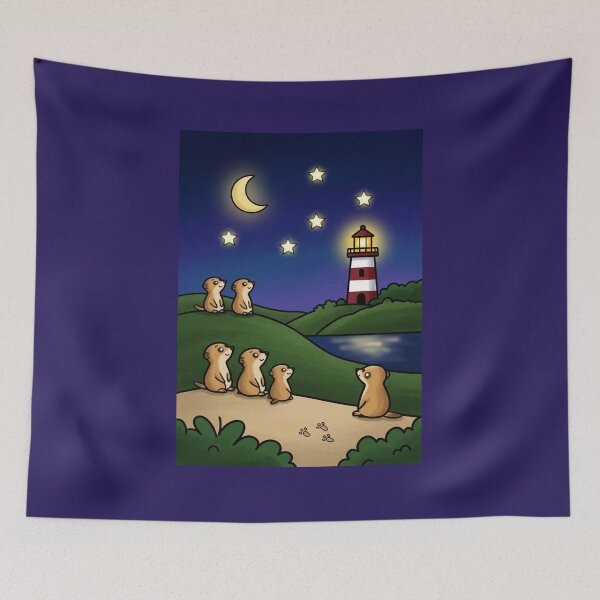 Item preview, Moonlit Meerkats at the Lighthouse designed and sold by BCapybara.