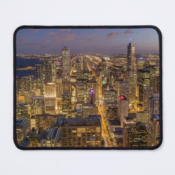 Item preview, Chicago city lights at sunset color panoramic color photograph poster designed and sold by Jéanpaul  Ferro.