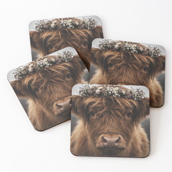 Item preview, Highland Cow Boho Farmhouse Decor Floral Cow Portrait Rustic Country Home Art Cottage Style designed and sold by Kzara Visual.