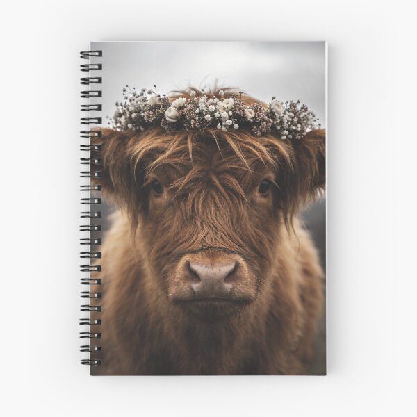 Item preview, Highland Cow Boho Farmhouse Decor Floral Cow Portrait Rustic Country Home Art Cottage Style designed and sold by Kzara Visual.