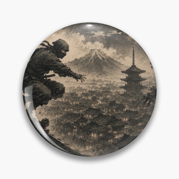 Item preview, Moonlit Ninja Above Ancient Japan designed and sold by  Silent Japan Studio.