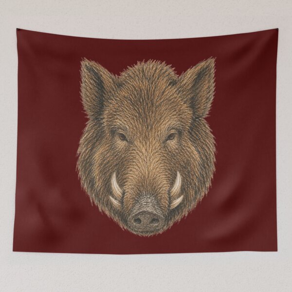 Item preview, Wild boar head in pencil – wild animal designed and sold by JOANNASKAH.