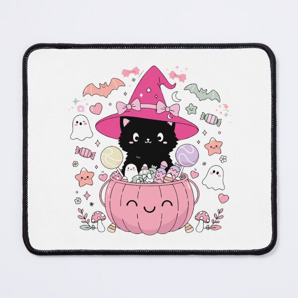 Item preview, Cute Kawaii Black Cat in Pink Pumpkin Halloween Witch Design designed and sold by SoftStyleStudio ⭐⭐⭐.