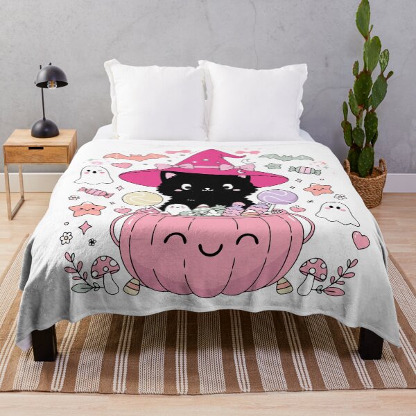 Item preview, Cute Kawaii Black Cat in Pink Pumpkin Halloween Witch Design designed and sold by SoftStyleStudio ⭐⭐⭐.