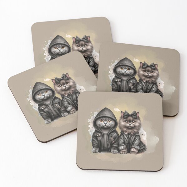 Item preview, Cute Goth Cat Couple Kawaii designed and sold by Ginetta0815.