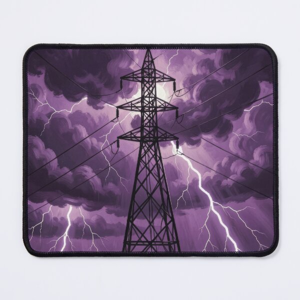 Item preview, Pylon Lightning Storm Purple Illustrated Art designed and sold by pinkal.