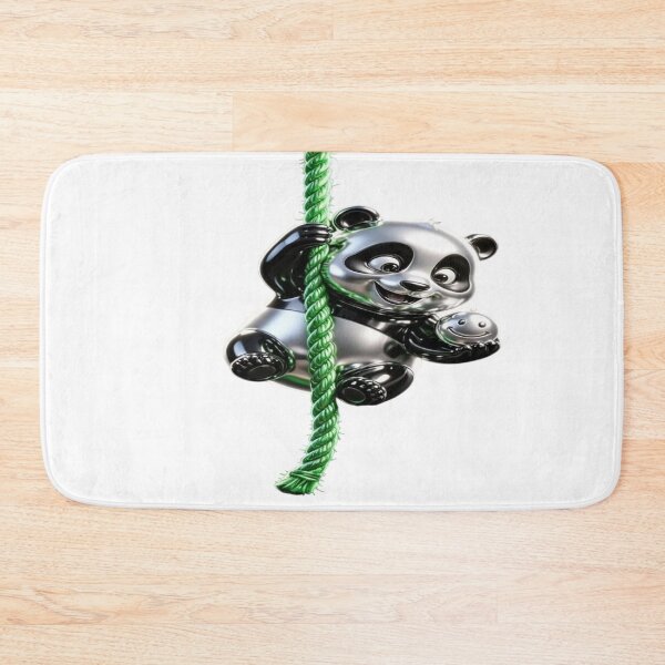 Item preview, Chrome Panda Climber - Metallic Bear on Green Rope with Smiley Ball designed and sold by RAYBIL.