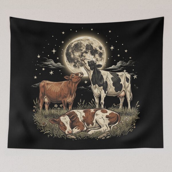 Item preview, Vintage Cows Under the Full Moon designed and sold by ilhamharon530.