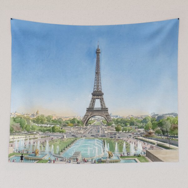 Item preview, Eiffel Tower from Trocadéro — Paris Watercolor Cityscape designed and sold by M.ALK.Watercolor.