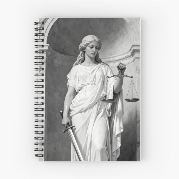 Item preview, Lady Justice in Stone – Black and White Allegorical Art designed and sold by ShadeScapeArt.