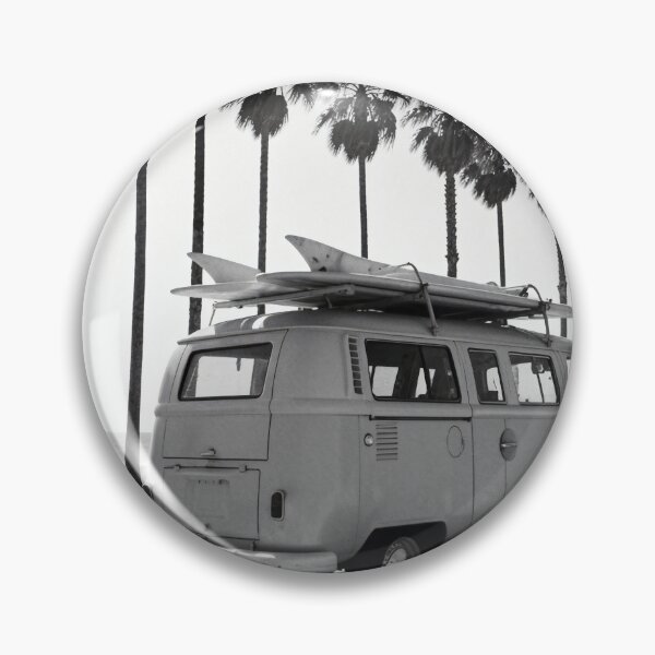 Item preview, Vintage Surf Van Black And White Beach Photography Retro Camper Wall Art Coastal California Decor designed and sold by Kzara Visual.