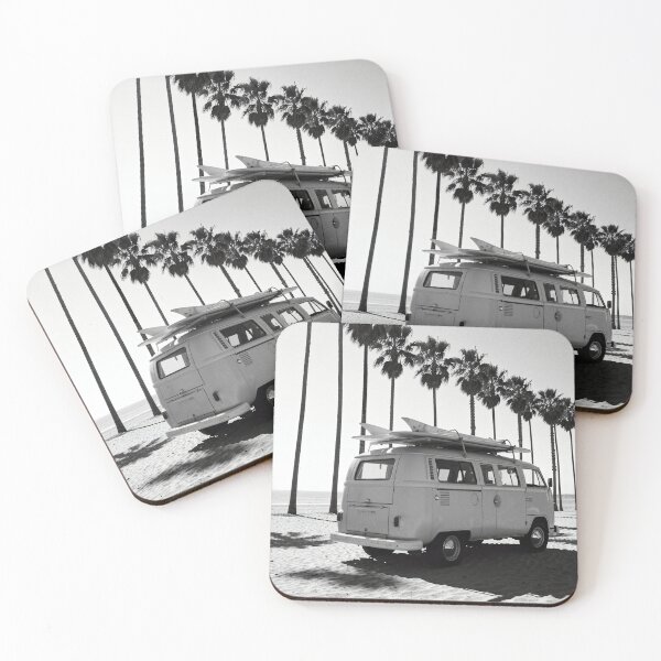 Item preview, Vintage Surf Van Black And White Beach Photography Retro Camper Wall Art Coastal California Decor designed and sold by Kzara Visual.