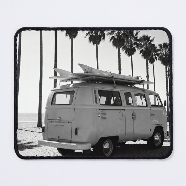 Item preview, Vintage Surf Van Black And White Beach Photography Retro Camper Wall Art Coastal California Decor designed and sold by Kzara Visual.