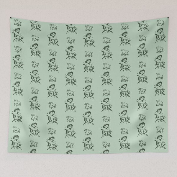 Item preview, "100% that Bitch" Green Aesthetic Sassy Vintage Victorian Art Quote, Positive Affirmations, Girlypop Prints, Cozy Home Decor designed and sold by SpringTeaDesigns.