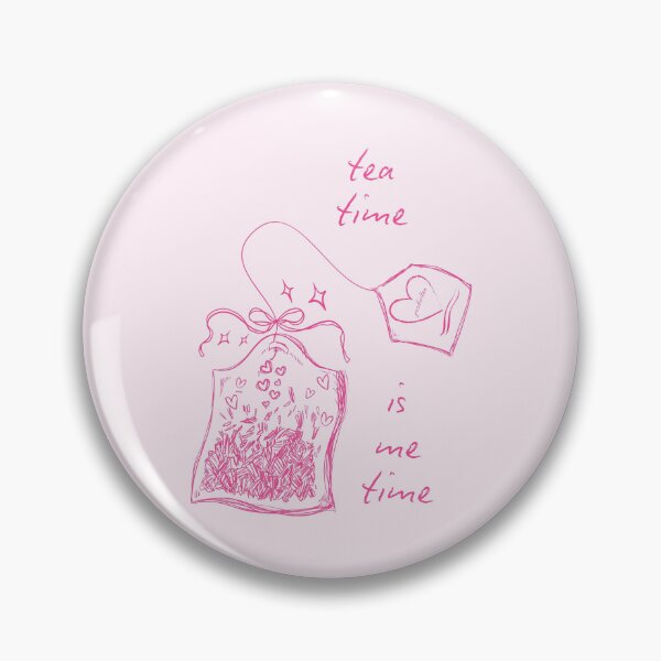 Item preview, "Tea Time Is Me Time" Pink Aesthetic Tea Enthusiast Sketch Design, Teabag Illustration with Hearts and Sparkles designed and sold by SpringTeaDesigns.