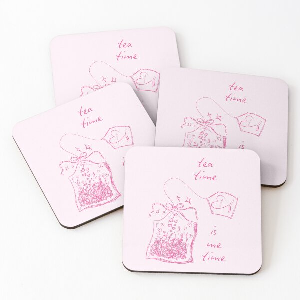 Item preview, "Tea Time Is Me Time" Pink Aesthetic Tea Enthusiast Sketch Design, Teabag Illustration with Hearts and Sparkles designed and sold by SpringTeaDesigns.