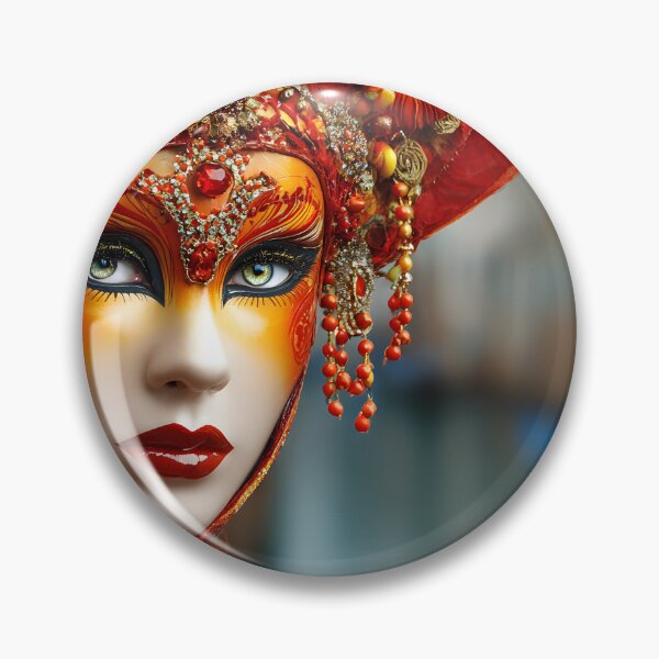 Item preview, Vibrant Carnival Masked Woman  in Venetian Scene designed and sold by Artessie.