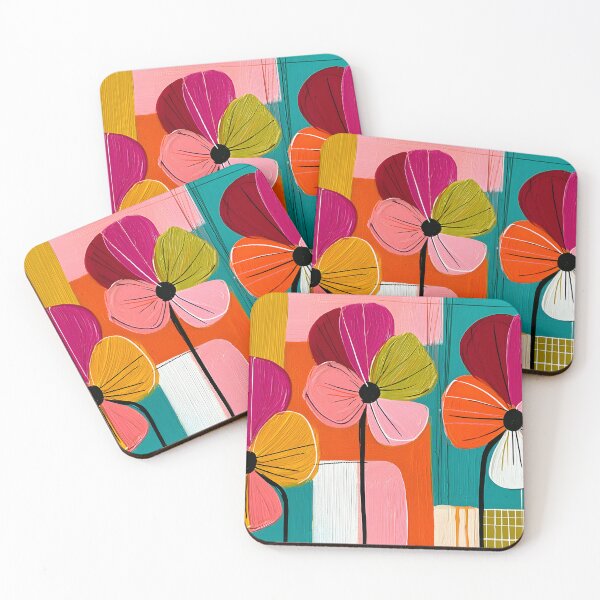 Item preview, Radiant Pansies in Bloom with Bold Geometric Colors and Contemporary Abstract Botanical Wall Decor designed and sold by OlfactoART Studio.