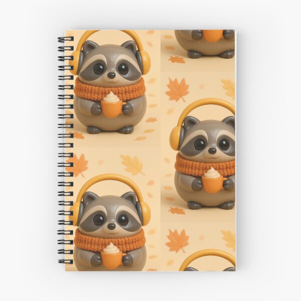 Item preview, Cute 3D Clay Autumn Raccoon with Pumpkin Latte and Headphones designed and sold by TataTopShop.