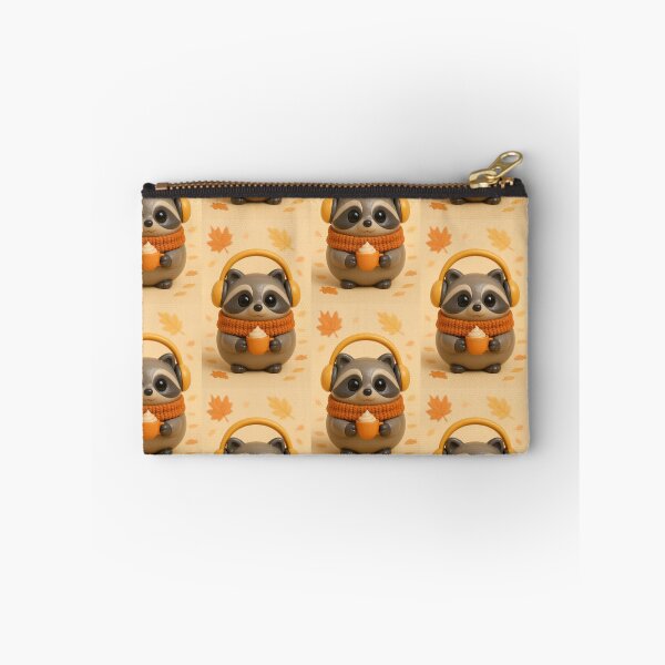 Item preview, Cute 3D Clay Autumn Raccoon with Pumpkin Latte and Headphones designed and sold by TataTopShop.
