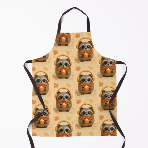 Item preview, Cute 3D Clay Autumn Raccoon with Pumpkin Latte and Headphones designed and sold by TataTopShop.