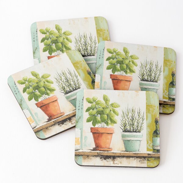 Item preview, Rustic Kitchen Herb Garden with Lavender Rosemary Basil and Vintage Bottle Farmhouse Wall Art designed and sold by OlfactoART Studio.