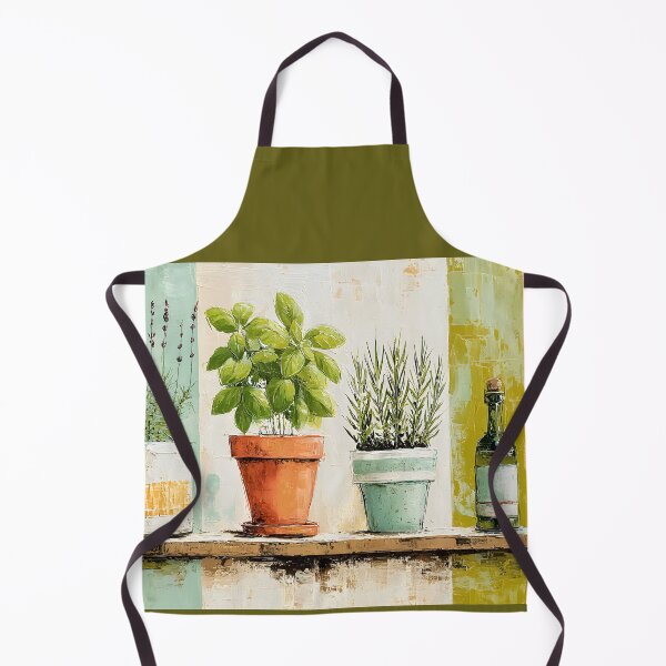 Item preview, Rustic Kitchen Herb Garden with Lavender Rosemary Basil and Vintage Bottle Farmhouse Wall Art designed and sold by OlfactoART Studio.