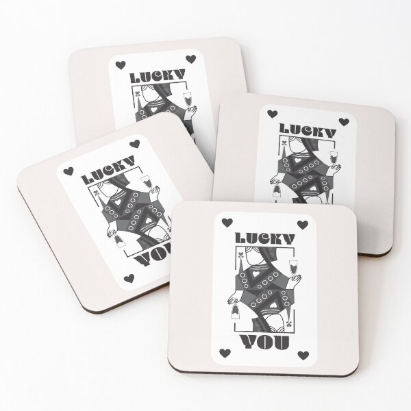 Item preview, Trendy Retro Queen of Hearts Playing Card ft. Lucky You Quote, Law of Attraction Vibes, Positive Affirmations designed and sold by SpringTeaDesigns.